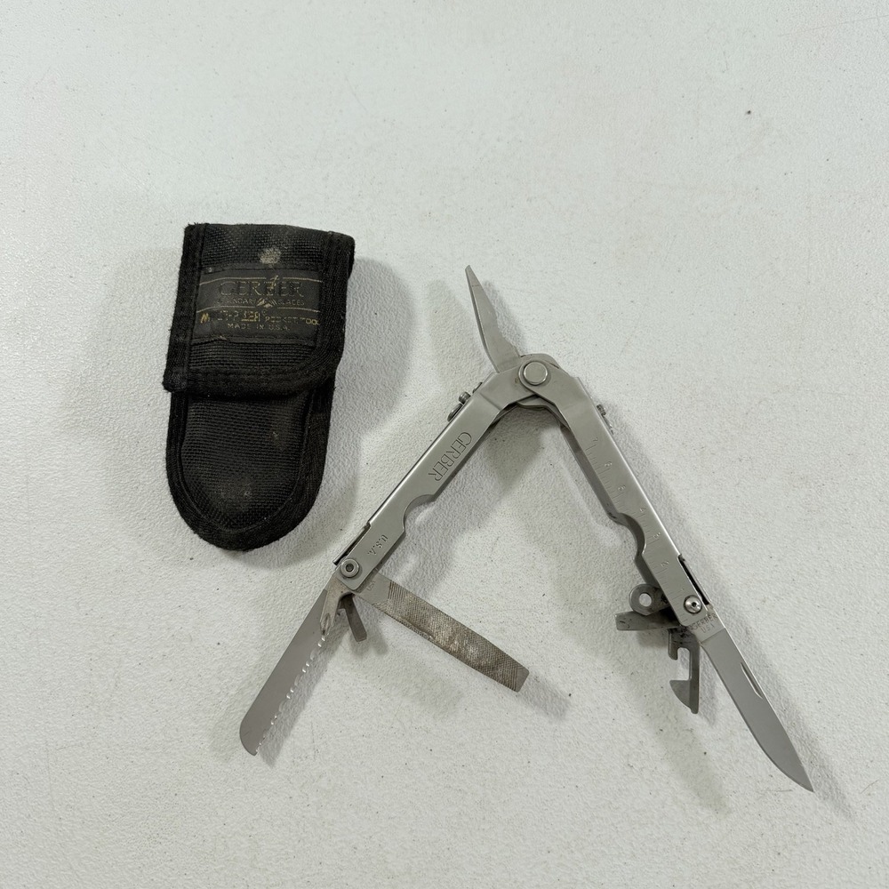 Vintage Gerber Multi Tool Pliers Patent 5142721/5142844 W/ Sheath AS IS FOR PART